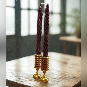 Vintage candle stick holders gold brass toned MCM